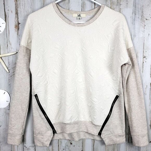 Ya Los Angeles Zipper Sweater Ivory Size Small - Picture 1 of 11
